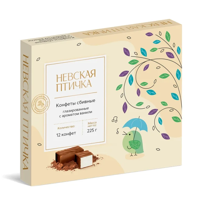 Конфеты - Невская птичка, со вкусом ванили, Нева, 225 г