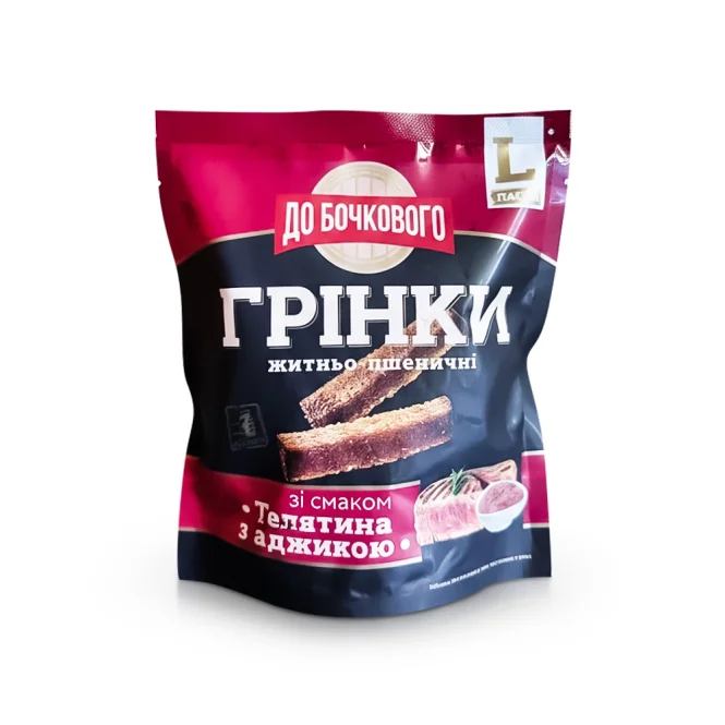  Schwarzbrotcroutons - Do Bochkowogo, mit Geschmack von Kalbfleisch und Adjika, 130 g