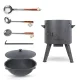 Набор - Учаг - КазаноFF, 16 литров, Ø 44 см + казан чугунный, круглое дно, Ø 46,5 см, 16 л + шумовка 64 см + поварёшка 48 см