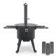 Печь учаг Ø 49 см с дымоходной трубой, для казана 22 л, термометр, колёса, столики, плита