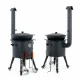 Utschak Feuerofen Ø 44 cm + Gusseisen-Kasan 16 l, Ø 46,5 cm, flacher Boden + Küchenzubehör, Usbekischer Kochtopf aus Gusseisen