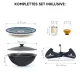 Kasan aus Gusseisen, Aluminiumdeckel, flacher Boden, Ø 36,7 cm, 10 l + Untersetzer + Lagan Ø 32 cm + Griff + Spender