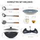 Kasan aus Gusseisen, Aluminiumdeckel, flacher Boden, Ø 36,7 cm, 10 l + Untersetzer + Lagan Ø 32 cm + Küchenzubehör