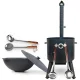 Set - Feuerofen- KazanoFF, für Kasan 22 Liter, Ø 49 cm, Thermometer, Gusseisenkasan, flacher Boden, 22 l, Ø 52,7 cm, Schaumlöffel: 3 Stk., Schöpfkelle