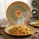 Ляган оранжевый Мехроб, Риштан керамика, ручная работа, узор МИКС Ø 42 см