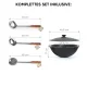  Set - Feuerofen mit Rohr Ø 44 cm+Kasan Ø 46,5 cm, 16 l +Thermometer+Herdplatte+Rollenset+Ablagetisch+Schaumlöffel+Schöpfkelle+Griff+Zahnstocherspende