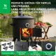 Utschak Feuerofen Ø 44 cm + Gusseisen-Kasan 16 l, Ø 46,5 cm, flacher Boden + Küchenzubehör, Usbekischer Kochtopf aus Gusseisen