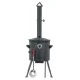 Utschak Feuerofen Ø 36 cm + Gusseisen-Kasan 10 L, flacher Boden + Küchenzubehör, Usbekischer Kochtopf aus Gusseisen