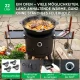 Utschak Feuerofen Ø 49 cm + Gusseisen-Kasan 22 L, runder Boden + Küchenzubehör, Usbekischer Kochtopf aus Gusseisen