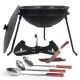 Kasan aus Gusseisen, Aluminiumdeckel, flacher Boden, Ø 46,5 cm, 16 l + Untersetzer + Dreibein + Küchenzubehör