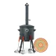 Utschak Feuerofen Ø 40 cm + Gusseisen-Kasan 12 L, flacher Boden + Küchenzubehör, Usbekischer Kochtopf aus Gusseisen