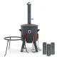 Utschak Feuerofen Ø 44 cm + Gusseisen-Kasan 16 l, Ø 46,5 cm, flacher Boden + Küchenzubehör, Usbekischer Kochtopf aus Gusseisen