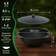 Set - Gusseiserner Kasan, Aluminiumdeckel, flacher Boden, Ø 33,5 cm, 6 l + Schaumlöffel 40 cm