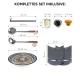 Utschak Feuerofen Ø 40 cm + Gusseisen-Kasan 12 L, flacher Boden + Küchenzubehör, Usbekischer Kochtopf aus Gusseisen