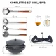 Kasan aus Gusseisen, Aluminiumdeckel, runder Boden, 22 l, Ø 52,7 + Ständer + Küchenzubehör