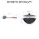 Utschak Feuerofen Ø 44 cm + Gusseisen-Kasan 16 l, Ø 46,5 cm, flacher Boden + Küchenzubehör, Usbekischer Kochtopf aus Gusseisen