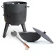 Set - Feuerofen - KazanoFF, für usbekischen Kasan 16 Liter, Ø 44 cm + Gusseisenkasan, Aluminiumdeckel, flacher Boden, Ø 46,5 cm, 16 l + Schaumlöffel 4