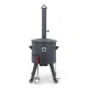 Utschak Feuerofen Ø 44 cm + Gusseisen-Kasan 16 l, Ø 46,5 cm, flacher Boden + Küchenzubehör, Usbekischer Kochtopf aus Gusseisen