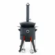 Utschak Feuerofen Ø 44 cm + Gusseisen-Kasan 16 l, Ø 46,5 cm, flacher Boden + Küchenzubehör, Usbekischer Kochtopf aus Gusseisen