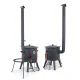 Utschak Feuerofen Ø 44 cm + Gusseisen-Kasan 16 l, Ø 46,5 cm, flacher Boden + Küchenzubehör, Usbekischer Kochtopf aus Gusseisen