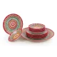 Plow-Geschirrset – Mehrob Rot – MSV2 – RA – Rishtan Keramik, 13-teilig