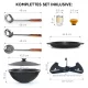 Казан чугунный, алюминиевая крышка, плоское дно, Ø 42,5 см, 12 л + подставка + крышка-сковорода Ø 42,5 см + кухонные принадлежности
