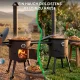 Utschak Feuerofen Ø 44 cm + Gusseisen-Kasan 16 l, Ø 46,5 cm, runder Boden + Küchenzubehör, Usbekischer Kochtopf aus Gusseisen