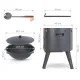Набор: Печь учаг Ø 49 см, чугунный казан 22 л круглое дно, аксессуары