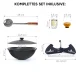 Kasan aus Gusseisen, Aluminiumdeckel, flacher Boden, Ø 46,5 cm, 16 l + Untersetzer + Küchenzubehör