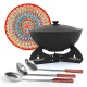 Kasan aus Gusseisen, Aluminiumdeckel, flacher Boden, Ø 42,5 cm, 12 l + Ständer + Lagan Ø 37 cm + Küchenutensilien
