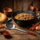 Usbekische Schaumlöffel für Plov 48 cm, mit Gravur - Die Schaumlöffel  ist der Bogen, Plov ist die Musik