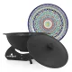 Kasan aus Gusseisen, Aluminiumdeckel, flacher Boden, Ø 36,7 cm, 10 l + Untersetzer + Lagan Ø 32 cm + Griff + Spender