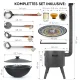 Учаг печь Ø 49 см + чугунный казан 22 л, Ø 52,7 см, плоское дно + кухонные принадлежности, узбекский чугунный казан для гриля и плова