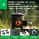 Utschak Feuerofen Ø 49 cm + Gusseisen-Kasan 22 L, Ø 52,7 cm, flacher Boden + Küchenzubehör, Usbekischer Kochtopf aus Gusseisen