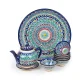 Сервиз чайный - Мехроб синий - MSV1 - BЖ - Риштанская керамика - 9 предметов