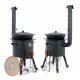 Utschak Feuerofen Ø 44 cm + Gusseisen-Kasan 16 l, Ø 46,5 cm, runder Boden + Küchenzubehör, Usbekischer Kochtopf aus Gusseisen
