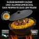 Набор - Учаг с трубой Ø 40 см `+ казан с крышкой, плоское дно, Ø 42,5 см, 12 л + термометр + удлинитель трубы + шумовка + ручка 