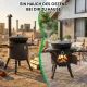 Utschak Feuerofen Ø 49 cm + Gusseisen-Kasan 22 L, flacher Boden + Küchenzubehör, Usbekischer Kochtopf aus Gusseisen