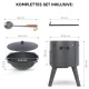 Utschak Feuerofen Ø 44 cm + Gusseisen-Kasan 16 l, Ø 46,5 cm, runder Boden + Küchenzubehör, Usbekischer Kochtopf aus Gusseisen