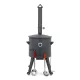Utschak Feuerofen Ø 44 cm + Gusseisen-Kasan 16 l, Ø 46,5 cm, flacher Boden + Küchenzubehör, Usbekischer Kochtopf aus Gusseisen