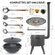 Учаг печь Ø 49 см + чугунный казан 22 л, Ø 52,7 см, круглое дно + кухонные принадлежности, узбекский чугунный казан для гриля и плова