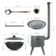 Набор - Печь - КазаноFF, Ø 49 см + казан чугунный, плоское дно, 22 л, Ø 52,7 см + термометр + удлинитель трубы + ляган МИКС, Ø 42 см + шумовка