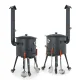 Utschak Feuerofen Ø 40 cm + Gusseisen-Kasan 12 L, flacher Boden + Küchenzubehör, Usbekischer Kochtopf aus Gusseisen