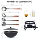 Kasan aus Gusseisen, Aluminiumdeckel, flacher Boden, 22 l, Ø 52,7 cm + Untersetzer + Küchenzubehör