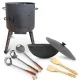 Set - Feuerofen - KasanoFF, 12 Liter, Ø 40 cm + Gusseisenkasan, runder Boden, Ø 42,5 cm, 12 l + Schaumlöffel: 2 Stk. + Schöpfkelle + Spachtel aus Holz