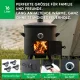 Utschak Feuerofen Ø 44 cm + Gusseisen-Kasan 16 l, Ø 46,5 cm, flacher Boden + Küchenzubehör, Usbekischer Kochtopf aus Gusseisen