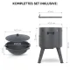 Utschak Feuerofen Ø 44 cm + Gusseisen-Kasan 16 l, Ø 46,5 cm, runder Boden + Küchenzubehör, Usbekischer Kochtopf aus Gusseisen