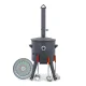 Utschak Feuerofen Ø 44 cm + Gusseisen-Kasan 16 l, Ø 46,5 cm, runder Boden + Küchenzubehör, Usbekischer Kochtopf aus Gusseisen