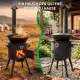 Utschak Feuerofen Ø 40 cm + Gusseisen-Kasan 12 L, flacher Boden + Küchenzubehör, Usbekischer Kochtopf aus Gusseisen