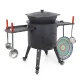 Учаг печь Ø 44 см + чугунный казан 16 л, плоское дно, колёса, столики, плита + кухонные принадлежности, узбекский чугунный казан для гриля и плова